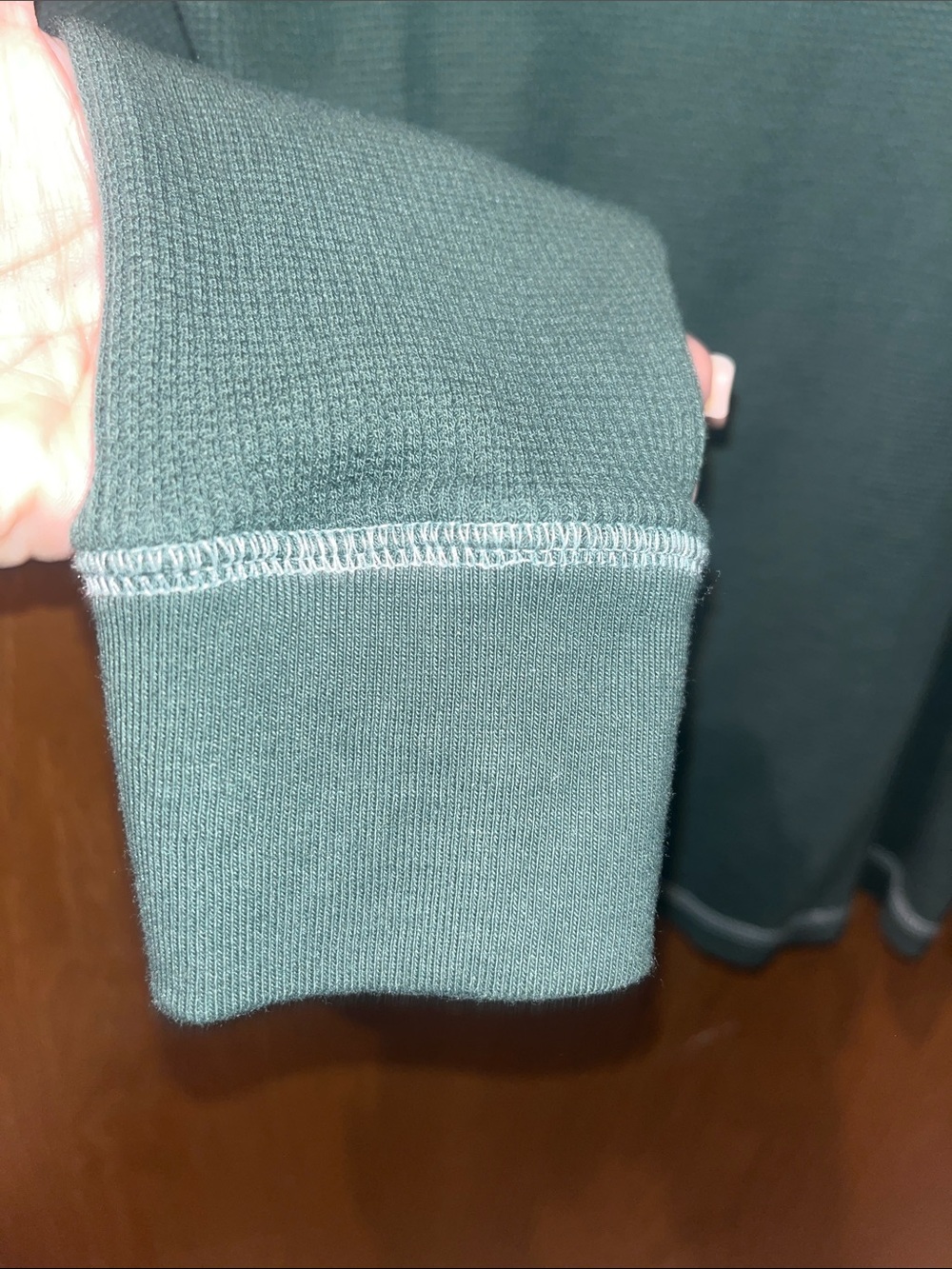 Levi's Dark Green Long-Sleeve Henley Tee with Contrast Stitching - Picture 6 of 8